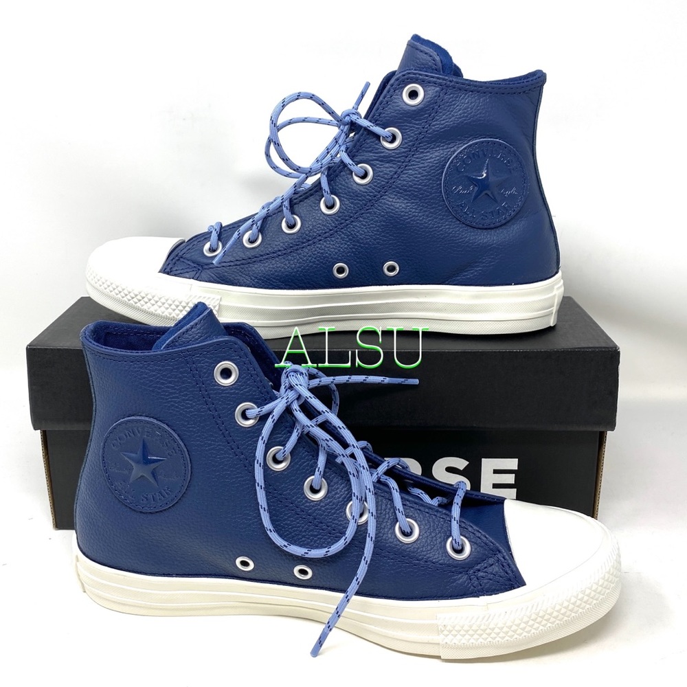 Converse Ctas High Top Leather Navy Women Sneakers - Picture 6 of 11